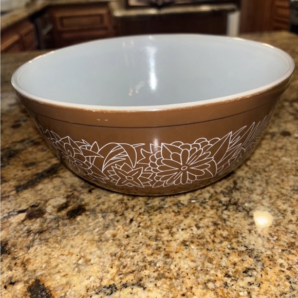 VTG Pyrex Woodland 403 Brown Floral Flower 2.5L Cinderella 2.5 L Mixing Bowl - Picture 3 of 7